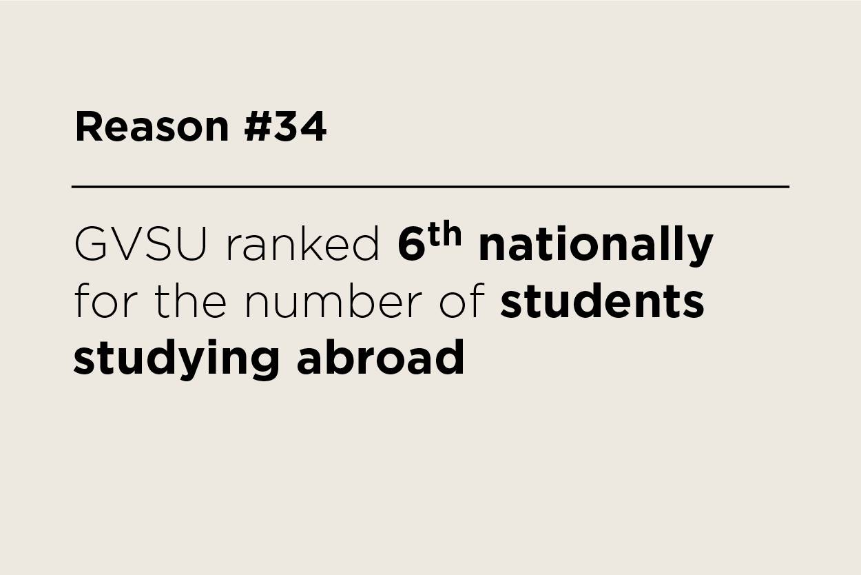 GVSU ranked 6th nationally for the number of students studying abroad